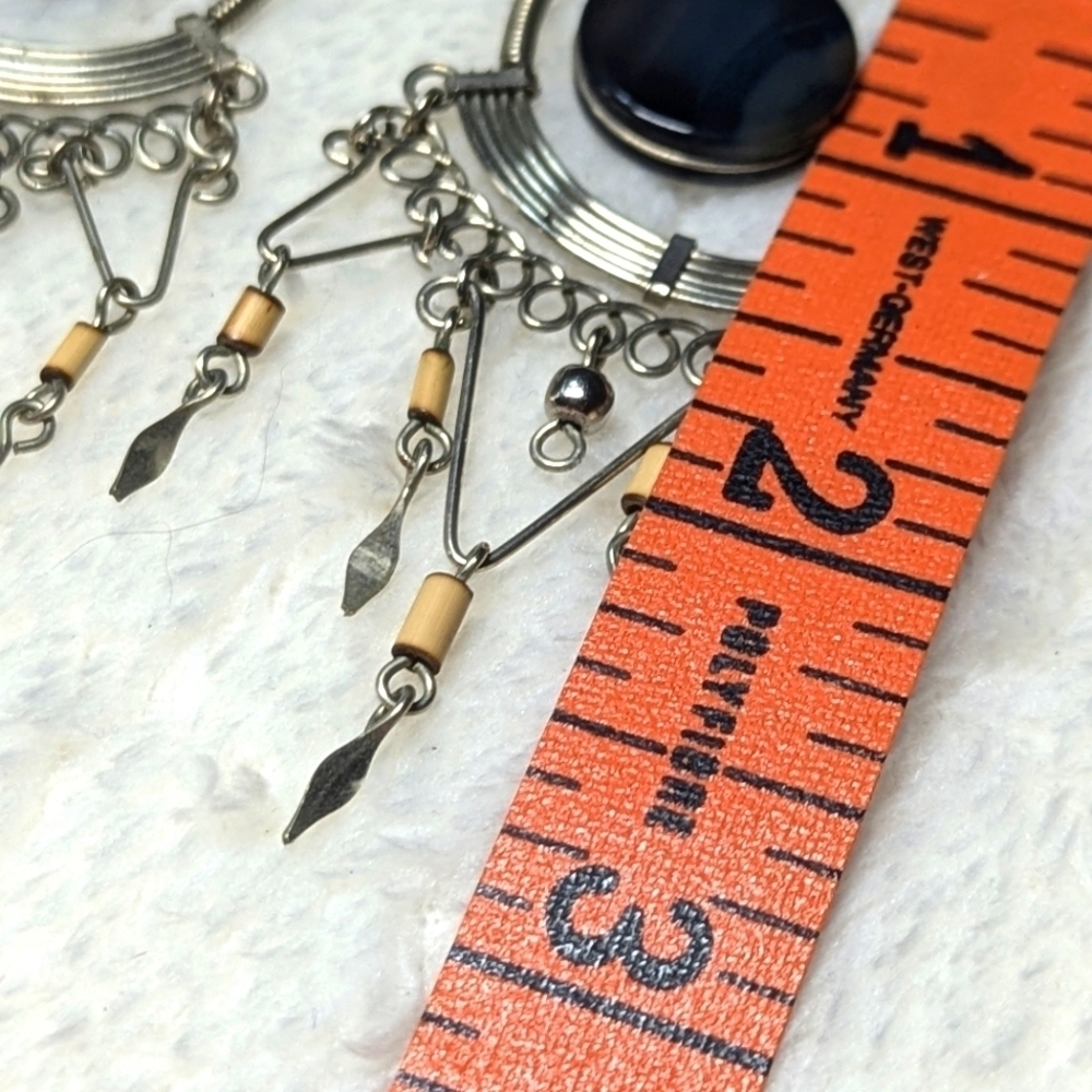 Vintage Artisan Made Sterling Silver Dream Catcher Pierced Earrings - Picture 3 of 8